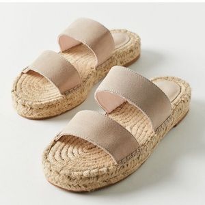 Urban Outfitters Chloe Espadrille Slide Sandals Suede and Jute, Size 9